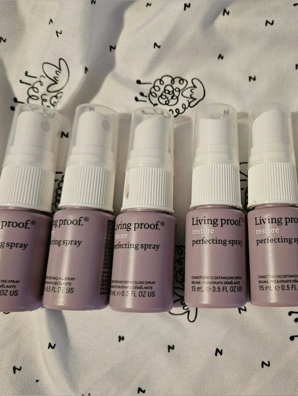 7 x Living Proof Perfecting Spray Set — Light Lavender Bottles Travel